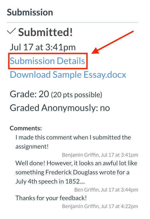 assignment submission comment